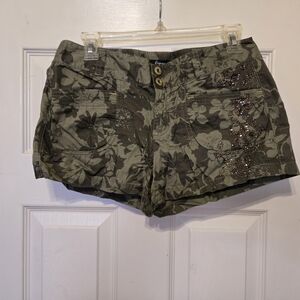 Express Green Floral Cargo Shorts